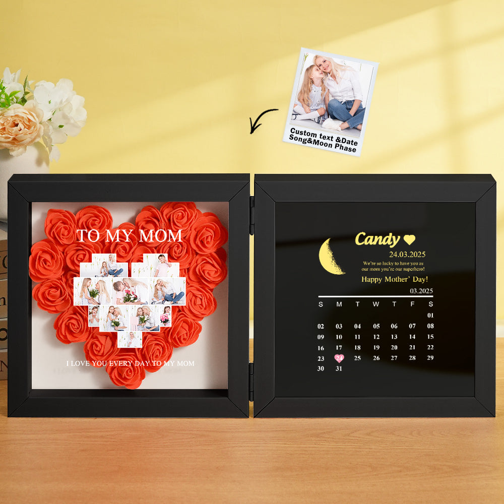 Shadow Box Fiori Personalizzata con Fasi Lunari Regalo Mamma