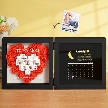 Shadow Box Fiori Personalizzata con Fasi Lunari Regalo Mamma