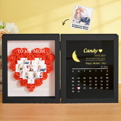 Shadow Box Fiori Personalizzata con Fasi Lunari Regalo Mamma