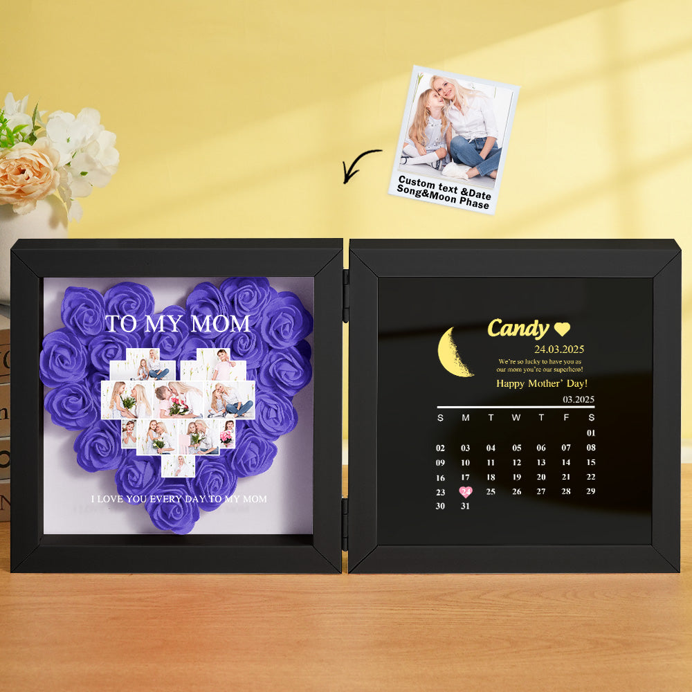 Shadow Box Fiori Personalizzata con Fasi Lunari Regalo Mamma