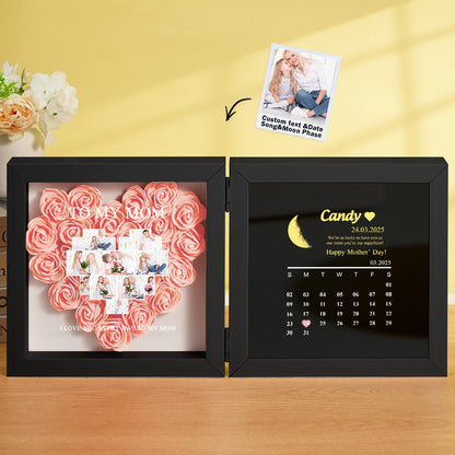 Shadow Box Fiori Personalizzata con Fasi Lunari Regalo Mamma