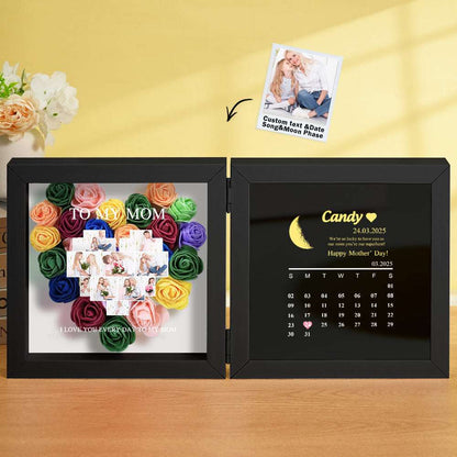 Shadow Box Fiori Personalizzata con Fasi Lunari Regalo Mamma