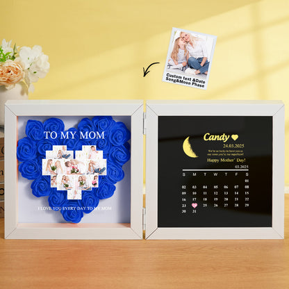 Shadow Box Fiori Personalizzata con Fasi Lunari Regalo Mamma