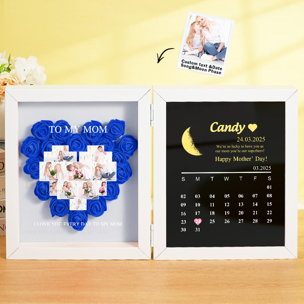 Shadow Box Fiori Personalizzata con Fasi Lunari Regalo Mamma