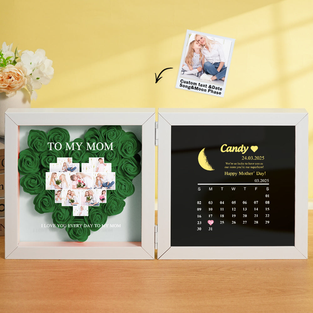 Shadow Box Fiori Personalizzata con Fasi Lunari Regalo Mamma