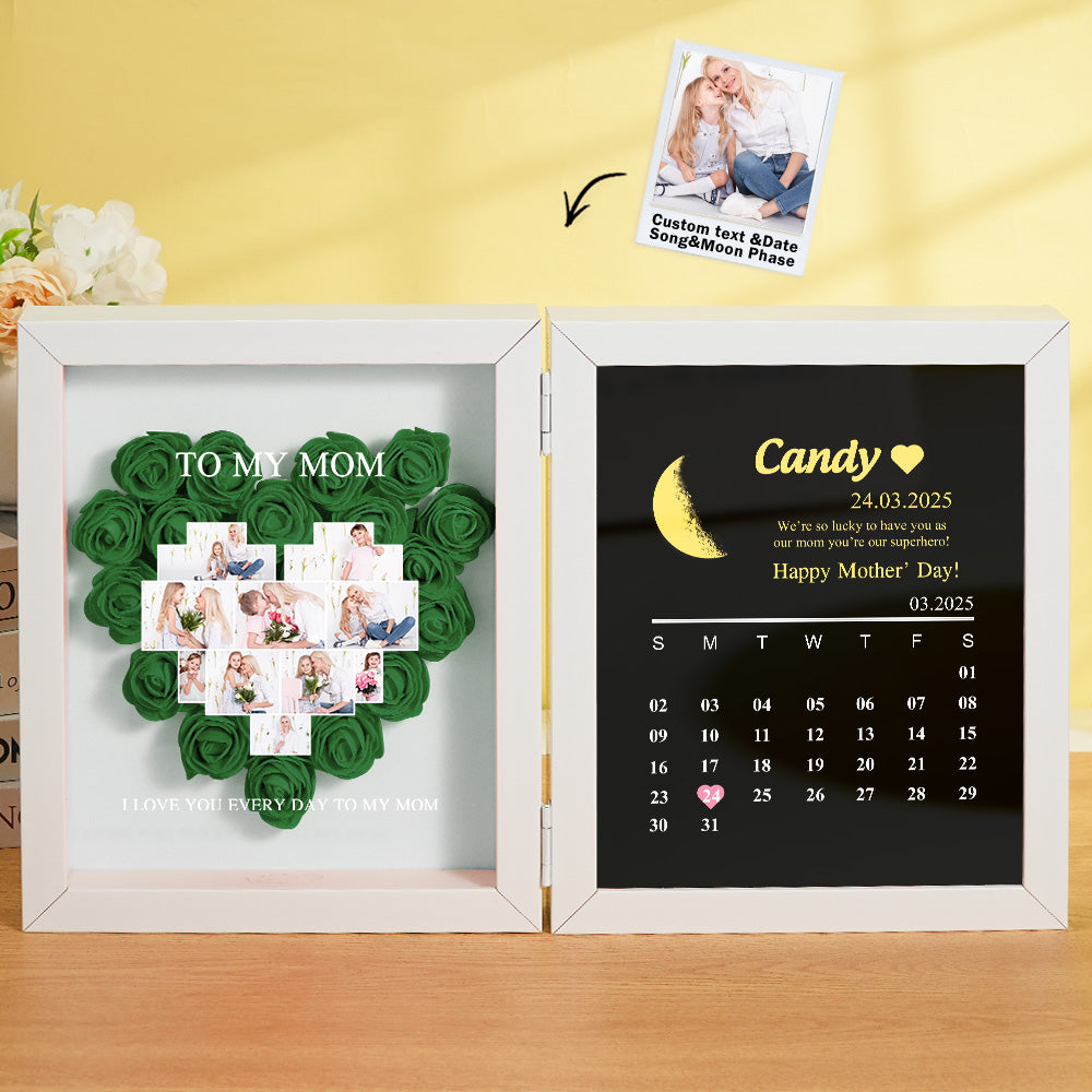 Shadow Box Fiori Personalizzata con Fasi Lunari Regalo Mamma