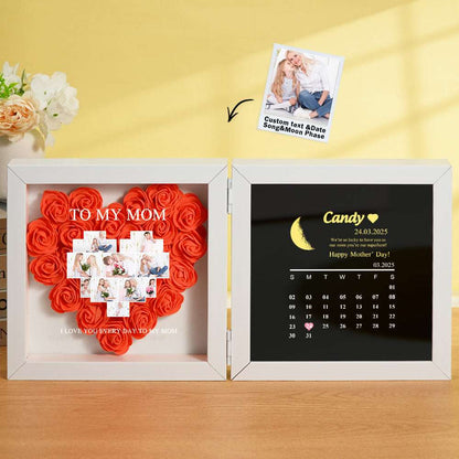 Shadow Box Fiori Personalizzata con Fasi Lunari Regalo Mamma