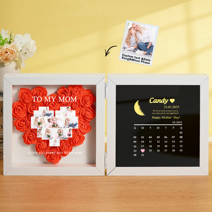 Shadow Box Fiori Personalizzata con Fasi Lunari Regalo Mamma