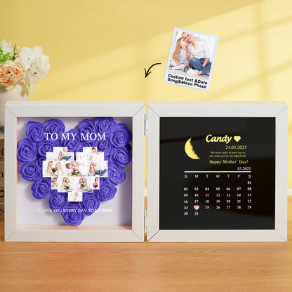 Shadow Box Fiori Personalizzata con Fasi Lunari Regalo Mamma