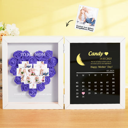 Shadow Box Fiori Personalizzata con Fasi Lunari Regalo Mamma