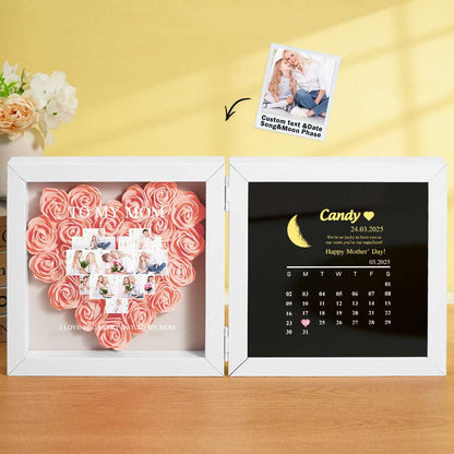 Shadow Box Fiori Personalizzata con Fasi Lunari Regalo Mamma