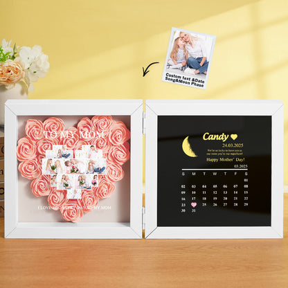 Shadow Box Fiori Personalizzata con Fasi Lunari Regalo Mamma