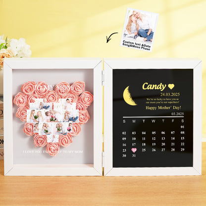 Shadow Box Fiori Personalizzata con Fasi Lunari Regalo Mamma