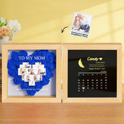 Shadow Box Fiori Personalizzata con Fasi Lunari Regalo Mamma