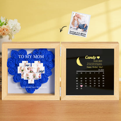 Shadow Box Fiori Personalizzata con Fasi Lunari Regalo Mamma