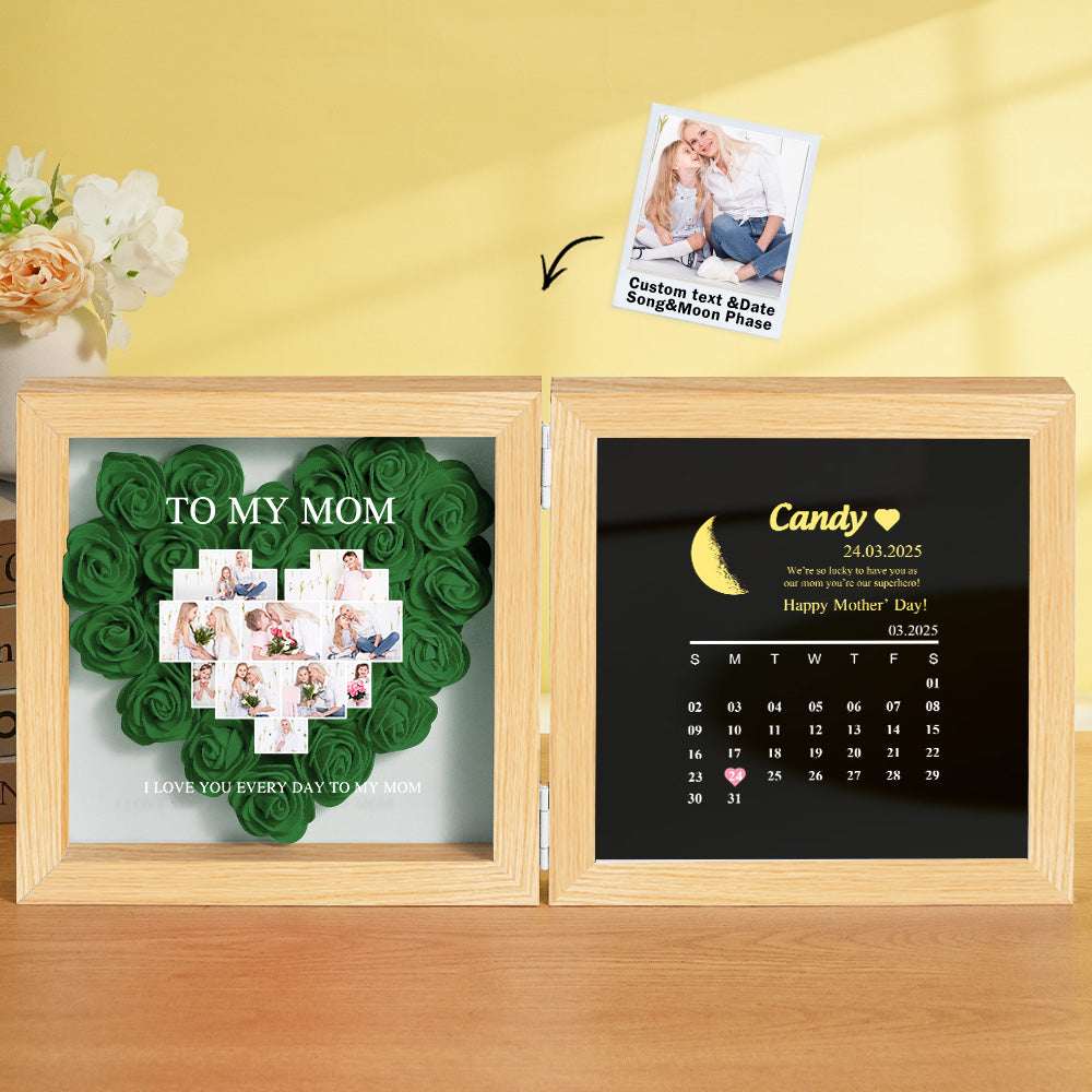 Shadow Box Fiori Personalizzata con Fasi Lunari Regalo Mamma