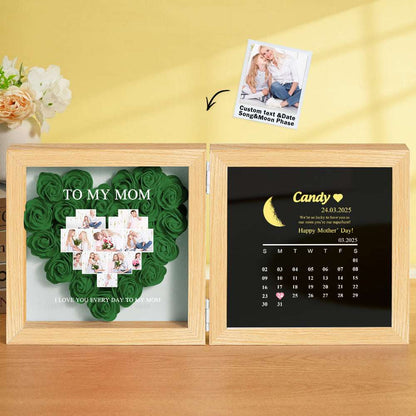 Shadow Box Fiori Personalizzata con Fasi Lunari Regalo Mamma
