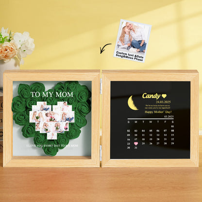 Shadow Box Fiori Personalizzata con Fasi Lunari Regalo Mamma