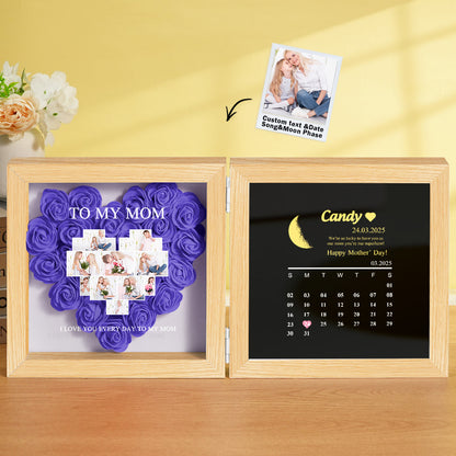 Shadow Box Fiori Personalizzata con Fasi Lunari Regalo Mamma