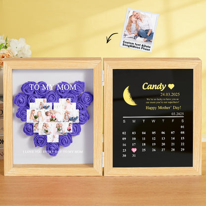 Shadow Box Fiori Personalizzata con Fasi Lunari Regalo Mamma