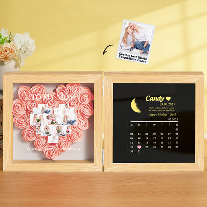 Shadow Box Fiori Personalizzata con Fasi Lunari Regalo Mamma