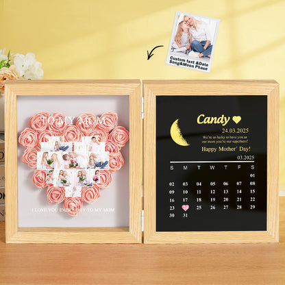 Shadow Box Fiori Personalizzata con Fasi Lunari Regalo Mamma