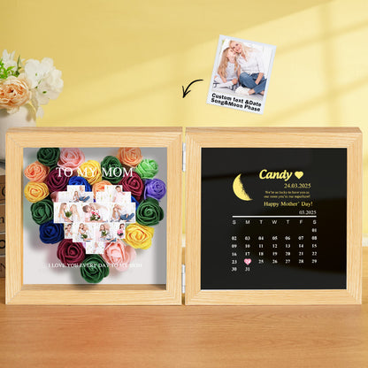 Shadow Box Fiori Personalizzata con Fasi Lunari Regalo Mamma