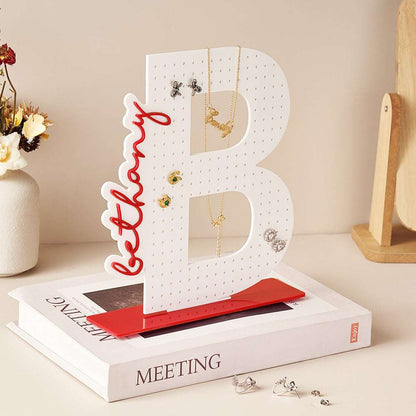 Porta Orecchini in Acrilico Personalizzato con Nome – Organizer Espositore Gioielli su Misura – Regalo per Lei e Festa della Mamma