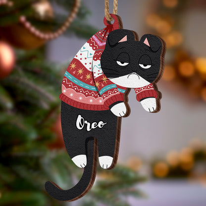 Pallina Natale Gatto Legno Personalizzata Nome Regalo Cat Lover Decorazione Appendino
