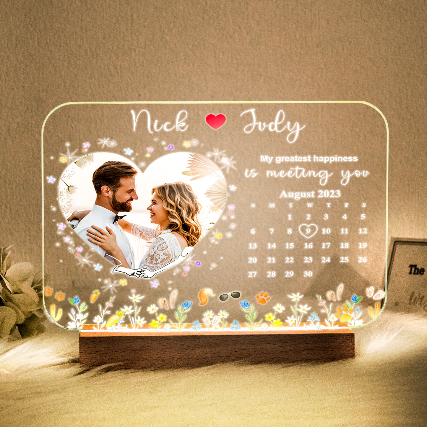 Lampada LED "Attimi di Luce" – Il Mio Traguardo più Grande è averti Incontrato - personalizzato foto - Lei Lui Anniversario