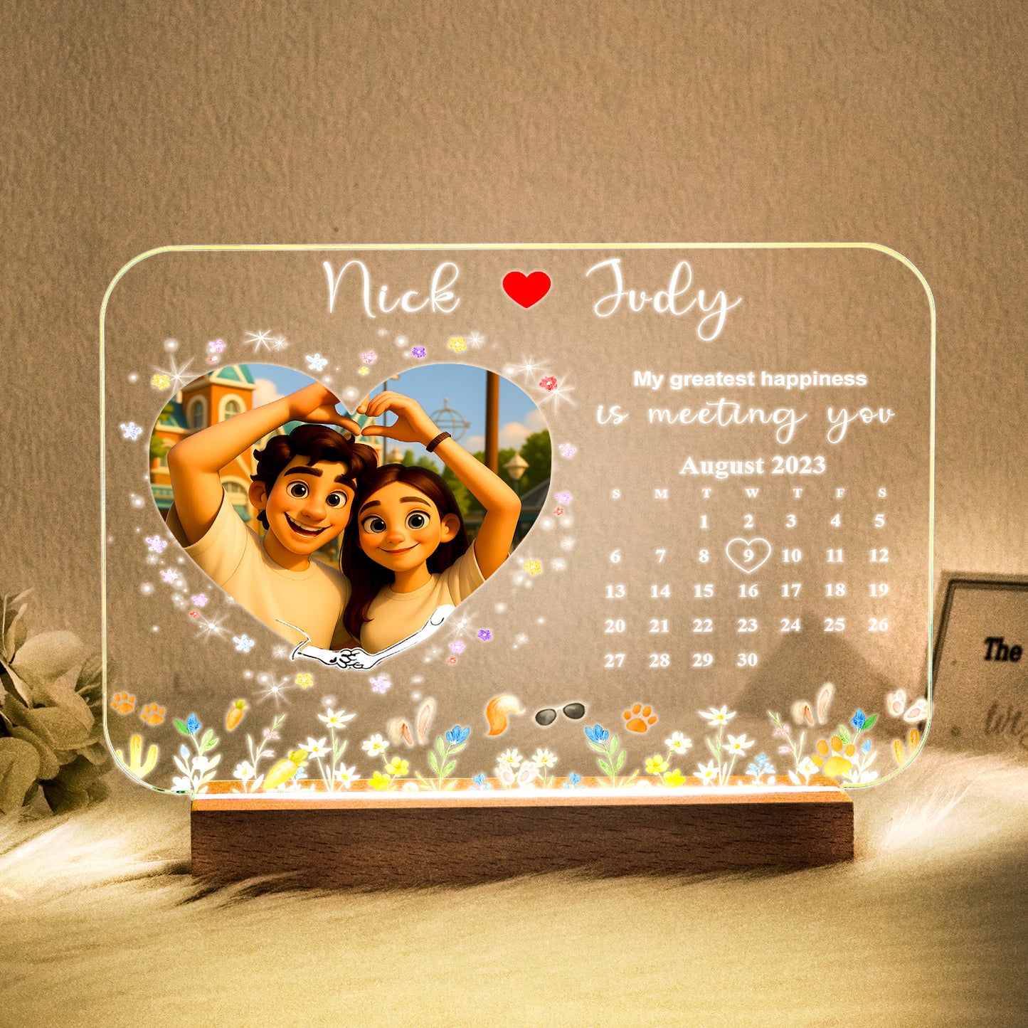 Lampada LED "Attimi di Luce" – Il Mio Traguardo più Grande è averti Incontrato - personalizzato foto - Lei Lui Anniversario