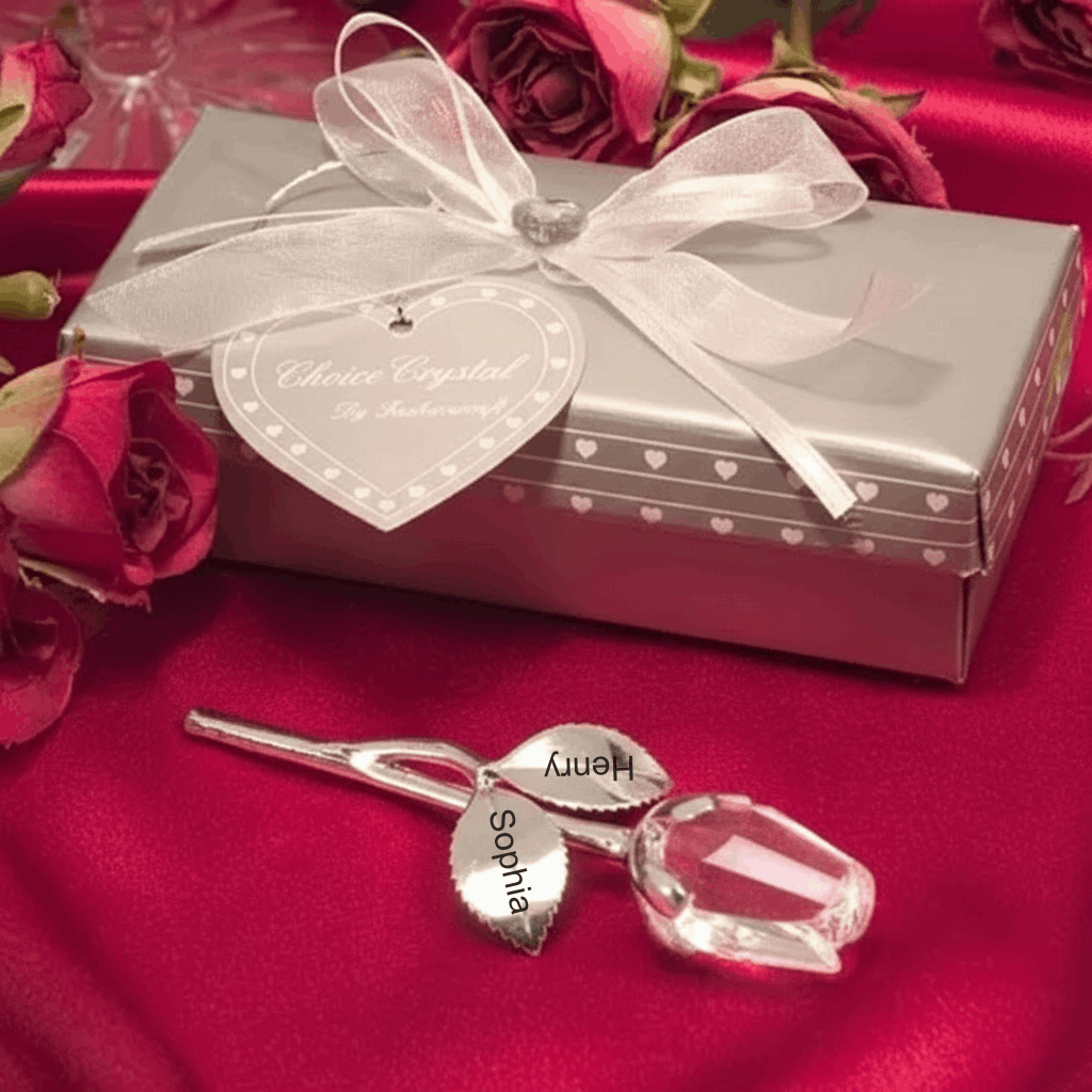Rosa di Cristallo Personalizzata con Nome Regalo San Valentino Elegante