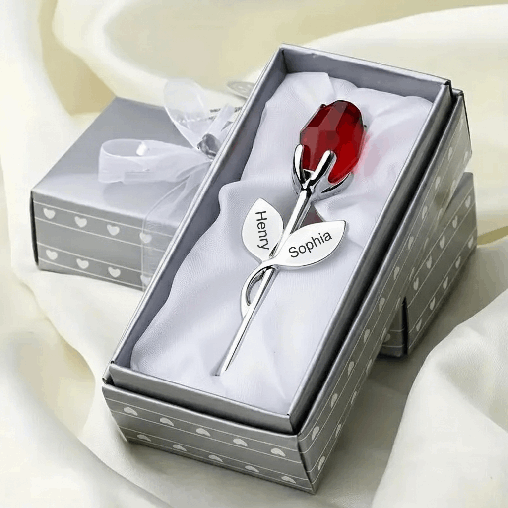 Rosa di Cristallo Personalizzata con Nome Regalo San Valentino Elegante