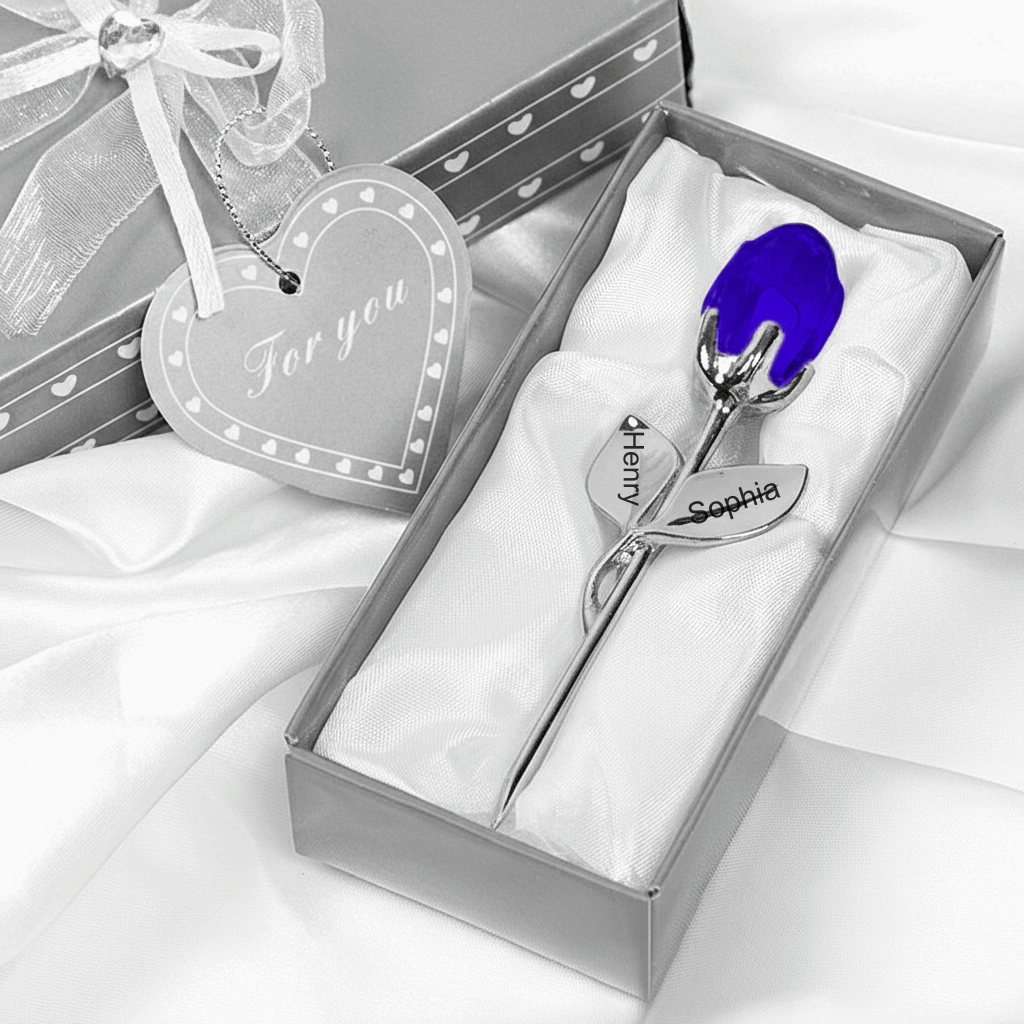 Rosa di Cristallo Personalizzata con Nome Regalo San Valentino Elegante