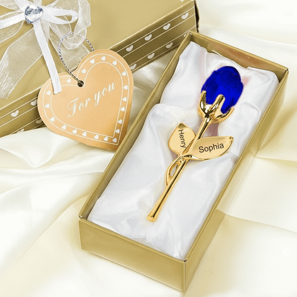 Rosa di Cristallo Personalizzata con Nome Regalo San Valentino Elegante