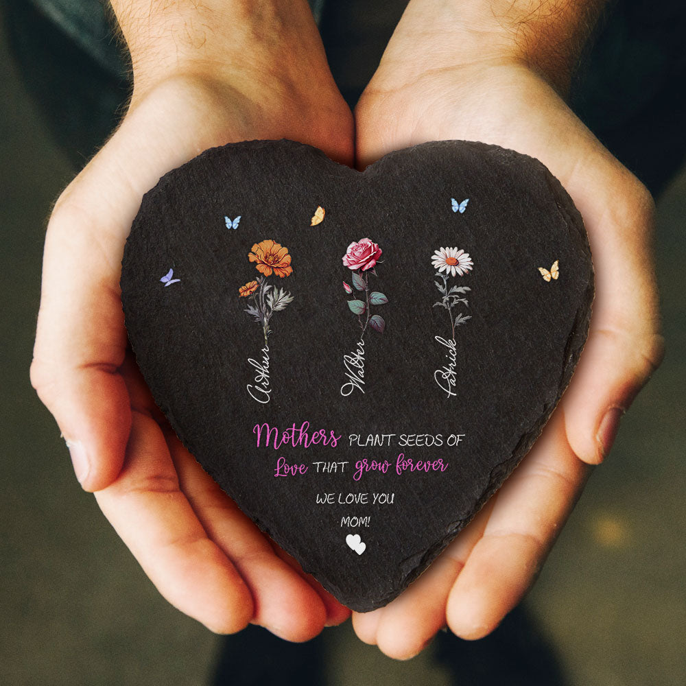 Pietra da Giardino Personalizzata Fiori di Nascita Regalo Mamma Nonna