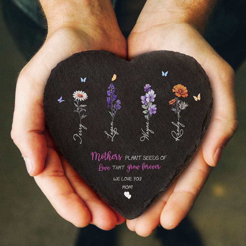 Pietra da Giardino Personalizzata Fiori di Nascita Regalo Mamma Nonna