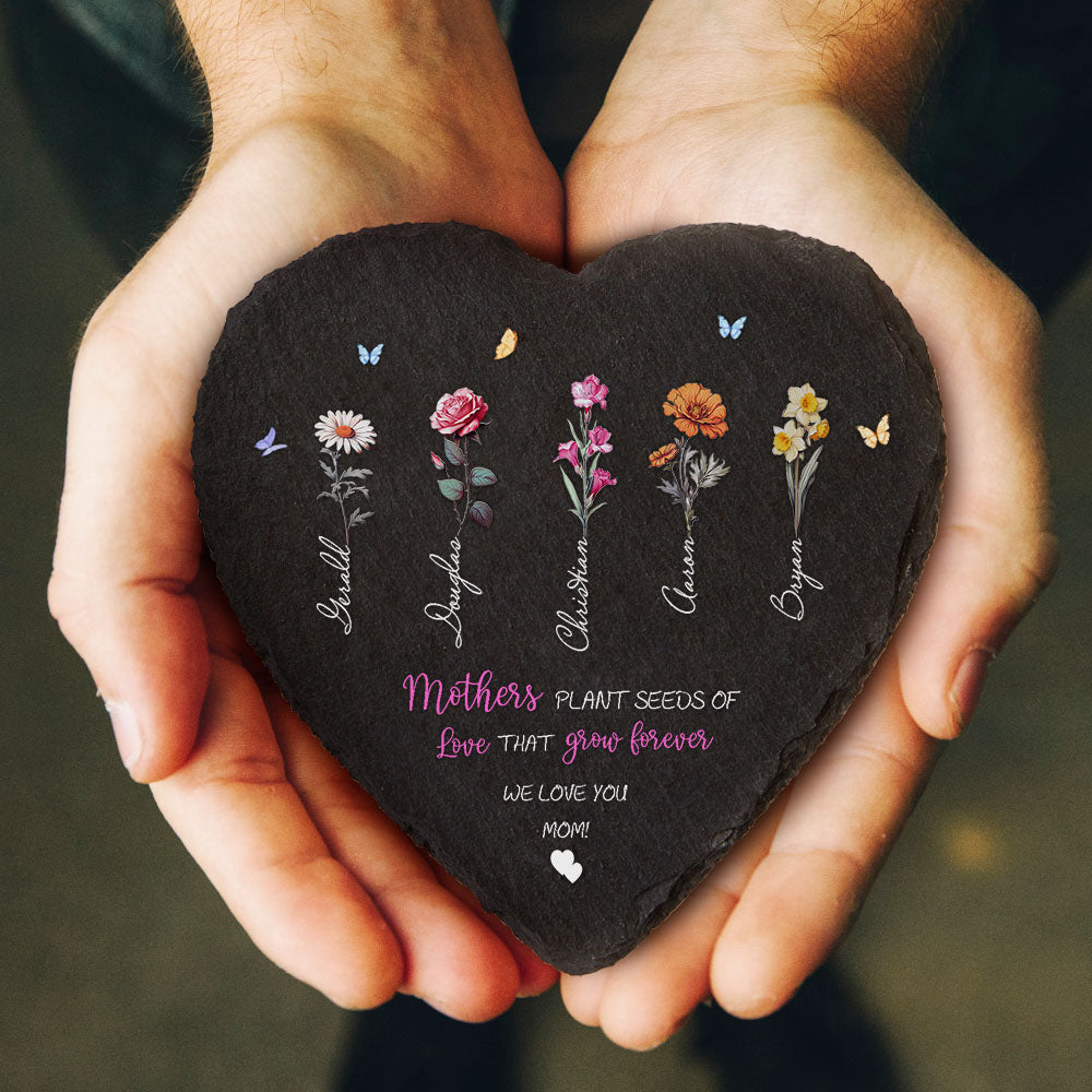 Pietra da Giardino Personalizzata Fiori di Nascita Regalo Mamma Nonna