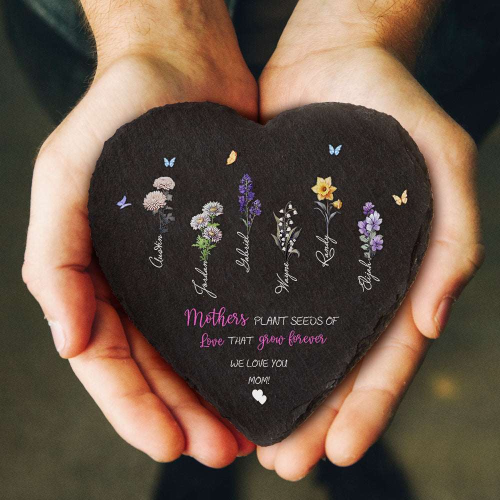 Pietra da Giardino Personalizzata Fiori di Nascita Regalo Mamma Nonna