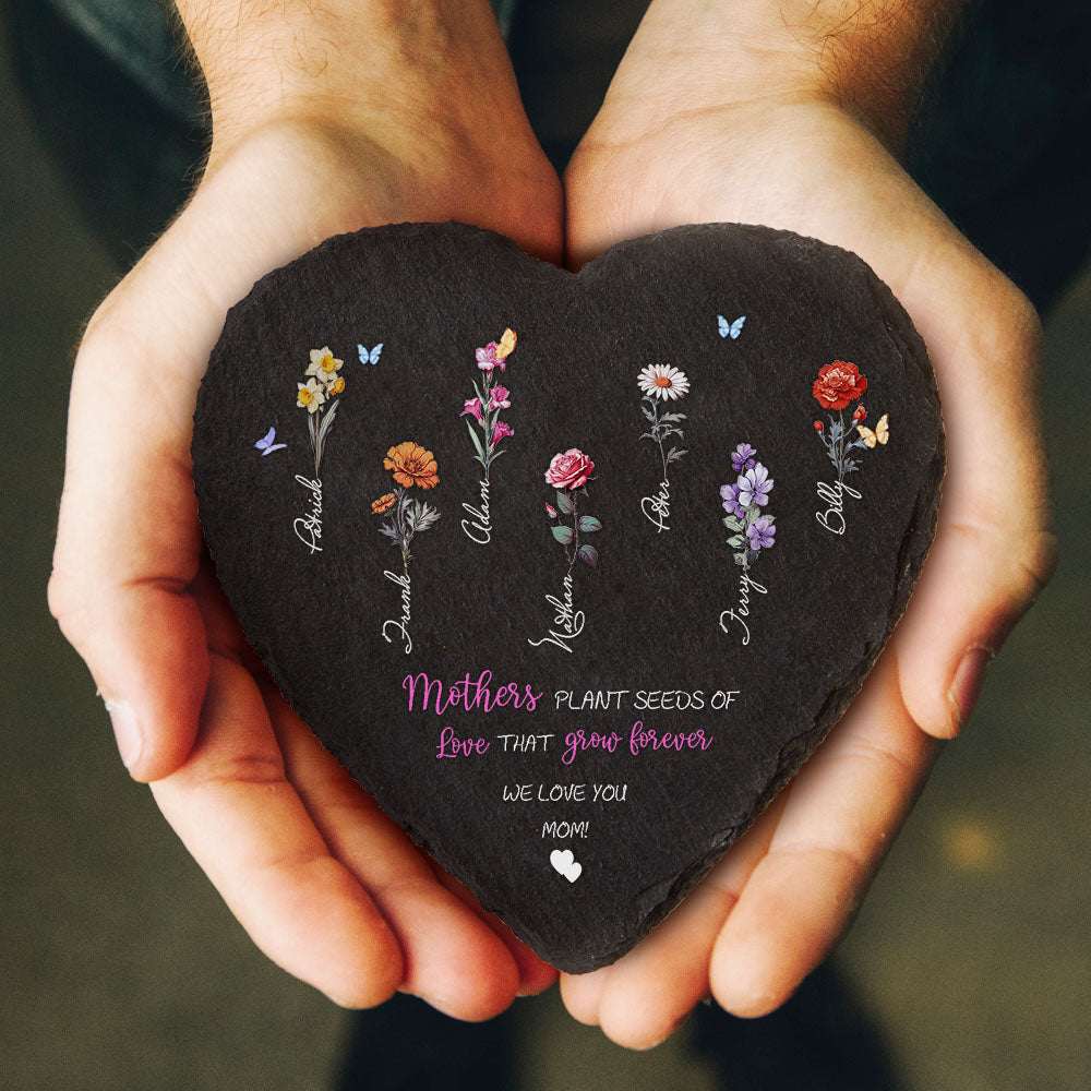 Pietra da Giardino Personalizzata Fiori di Nascita Regalo Mamma Nonna