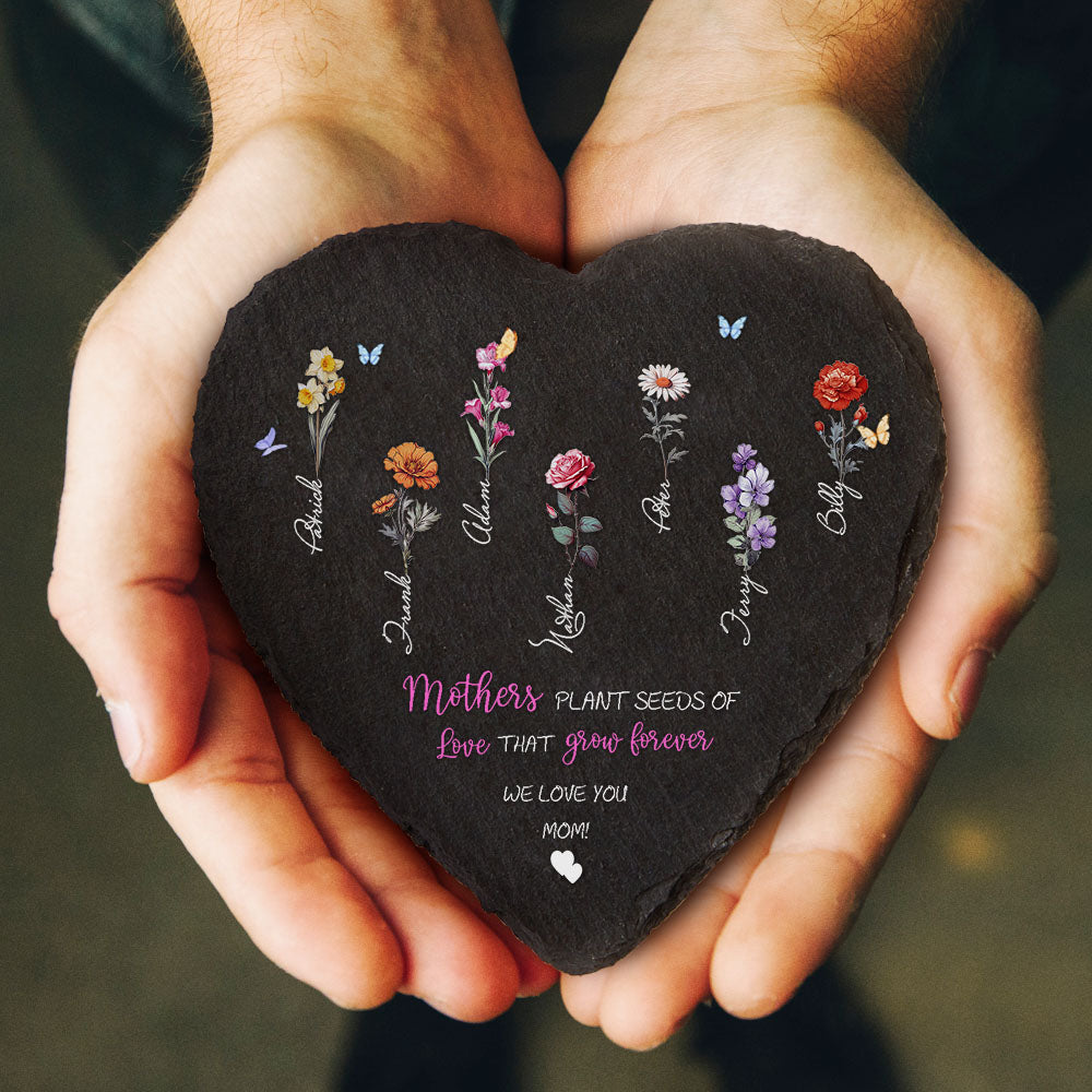 Pietra da Giardino Personalizzata Fiori di Nascita Regalo Mamma Nonna