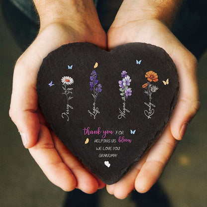 Pietra da Giardino Personalizzata Fiori di Nascita Regalo Mamma Nonna