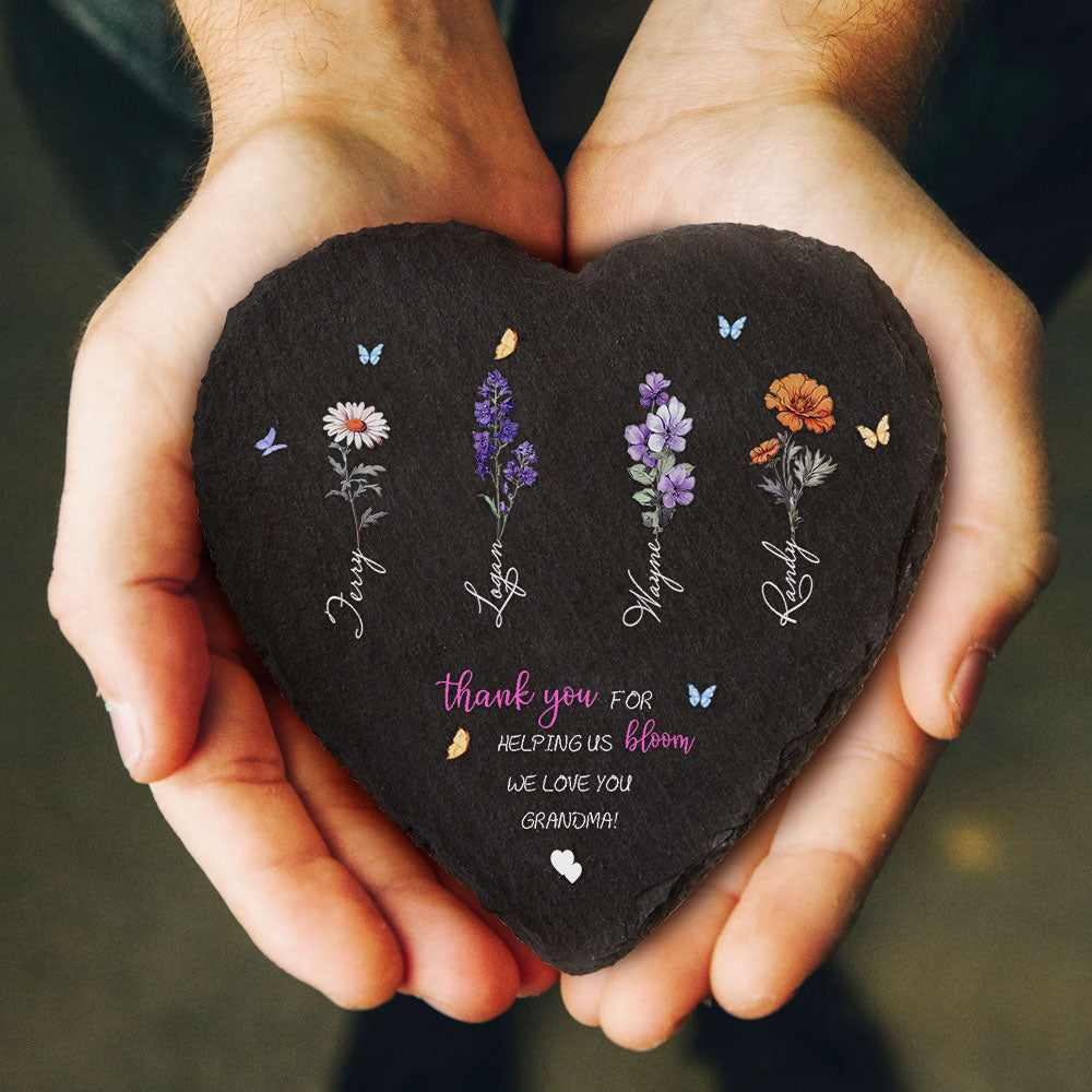 Pietra da Giardino Personalizzata Fiori di Nascita Regalo Mamma Nonna