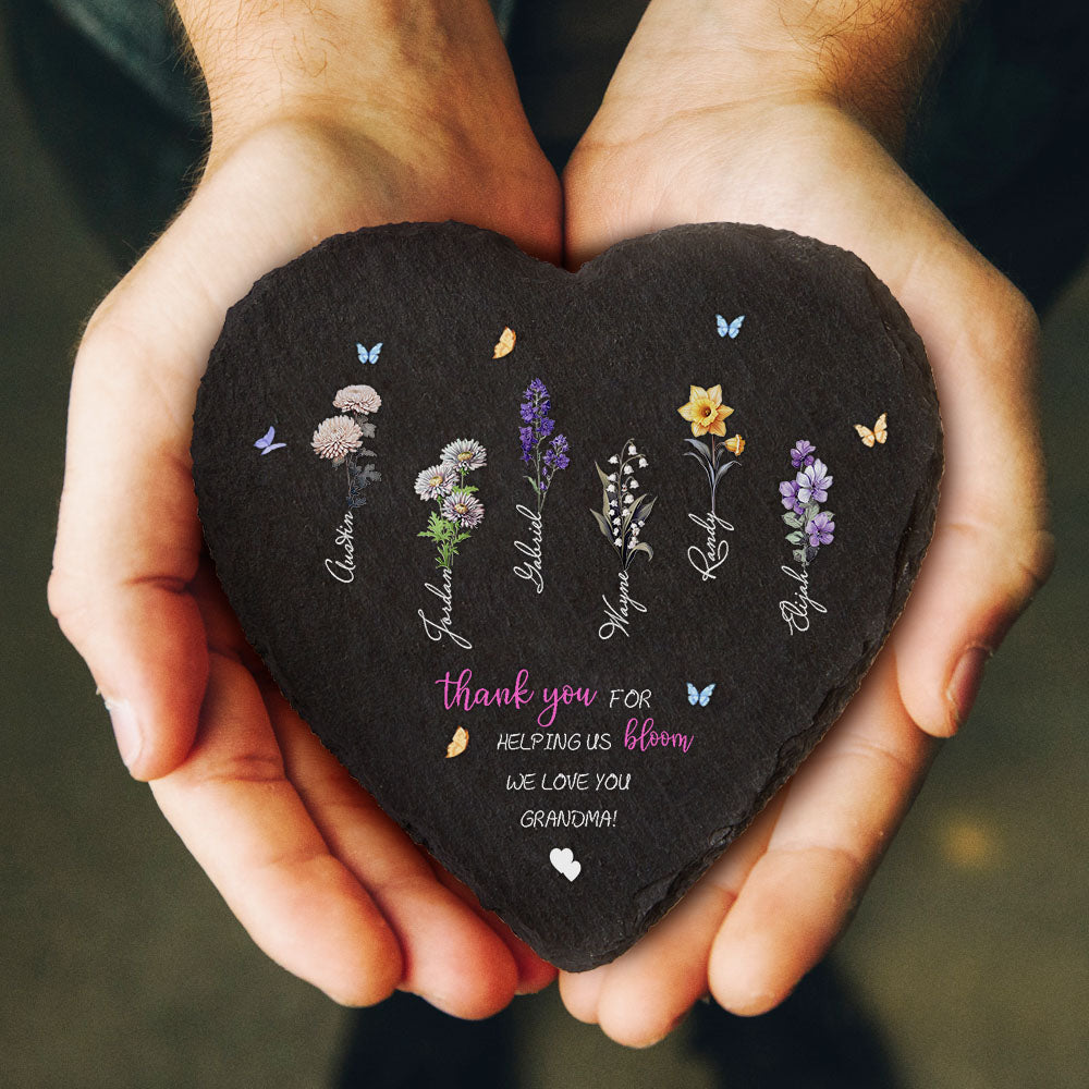 Pietra da Giardino Personalizzata Fiori di Nascita Regalo Mamma Nonna