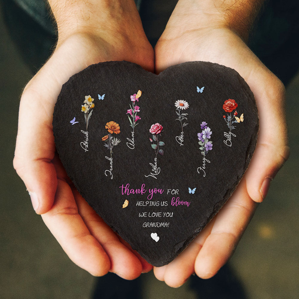 Pietra da Giardino Personalizzata Fiori di Nascita Regalo Mamma Nonna