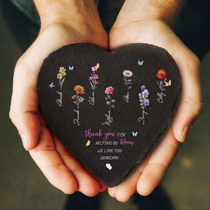 Pietra da Giardino Personalizzata Fiori di Nascita Regalo Mamma Nonna