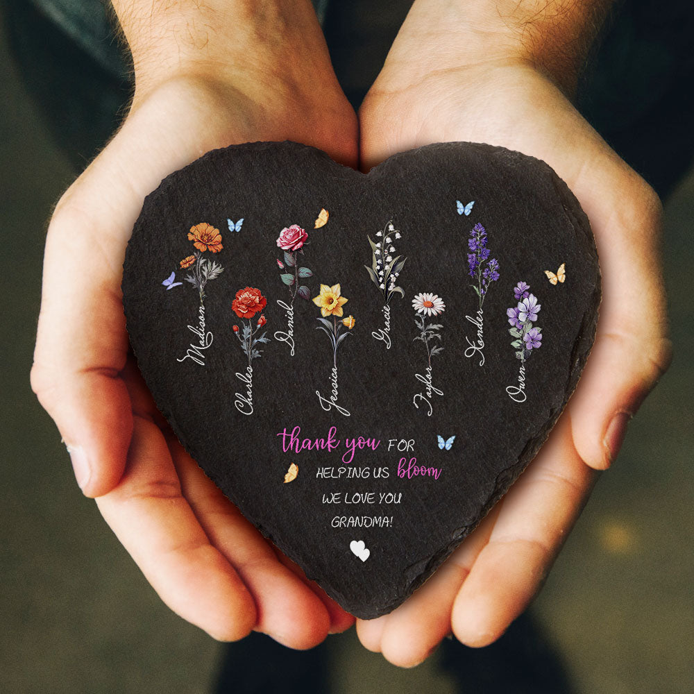 Pietra da Giardino Personalizzata Fiori di Nascita Regalo Mamma Nonna