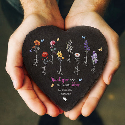 Pietra da Giardino Personalizzata Fiori di Nascita Regalo Mamma Nonna