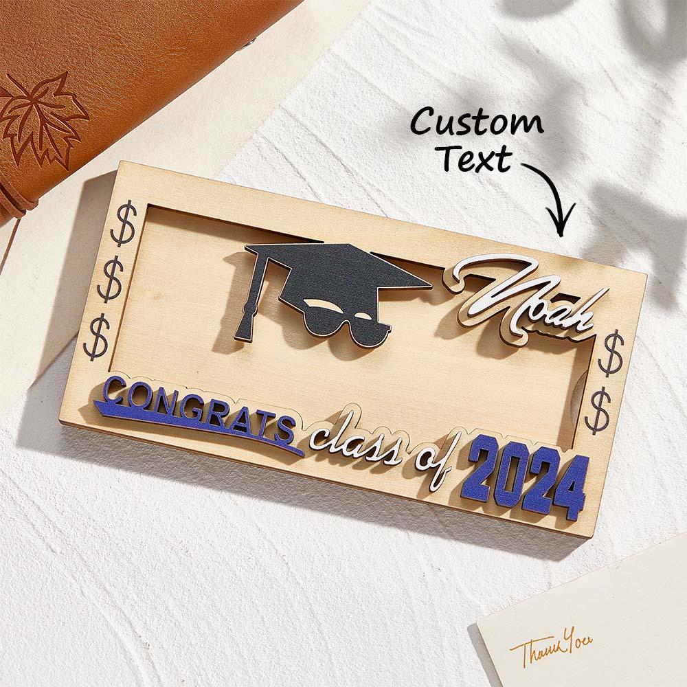 Porta Banconote Legno Personalizzato Laurea Regalo con Incisione Nome