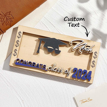 Porta Banconote Legno Personalizzato Laurea Regalo con Incisione Nome